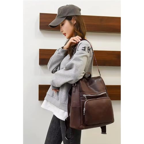 Mochila Feminina Oxford Anti-roubo Impermeável, Grande, Unissex, Preta (Café)