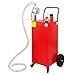 Atatod 30 Gallon Gas Caddy with Pump, Portable Gas Tank on 4 Wheels, Manual Transfer Pump for Gasoline & Diesel, Large Fuel Storage Tank for Cars, Lawn Mowers, ATVs, Boats