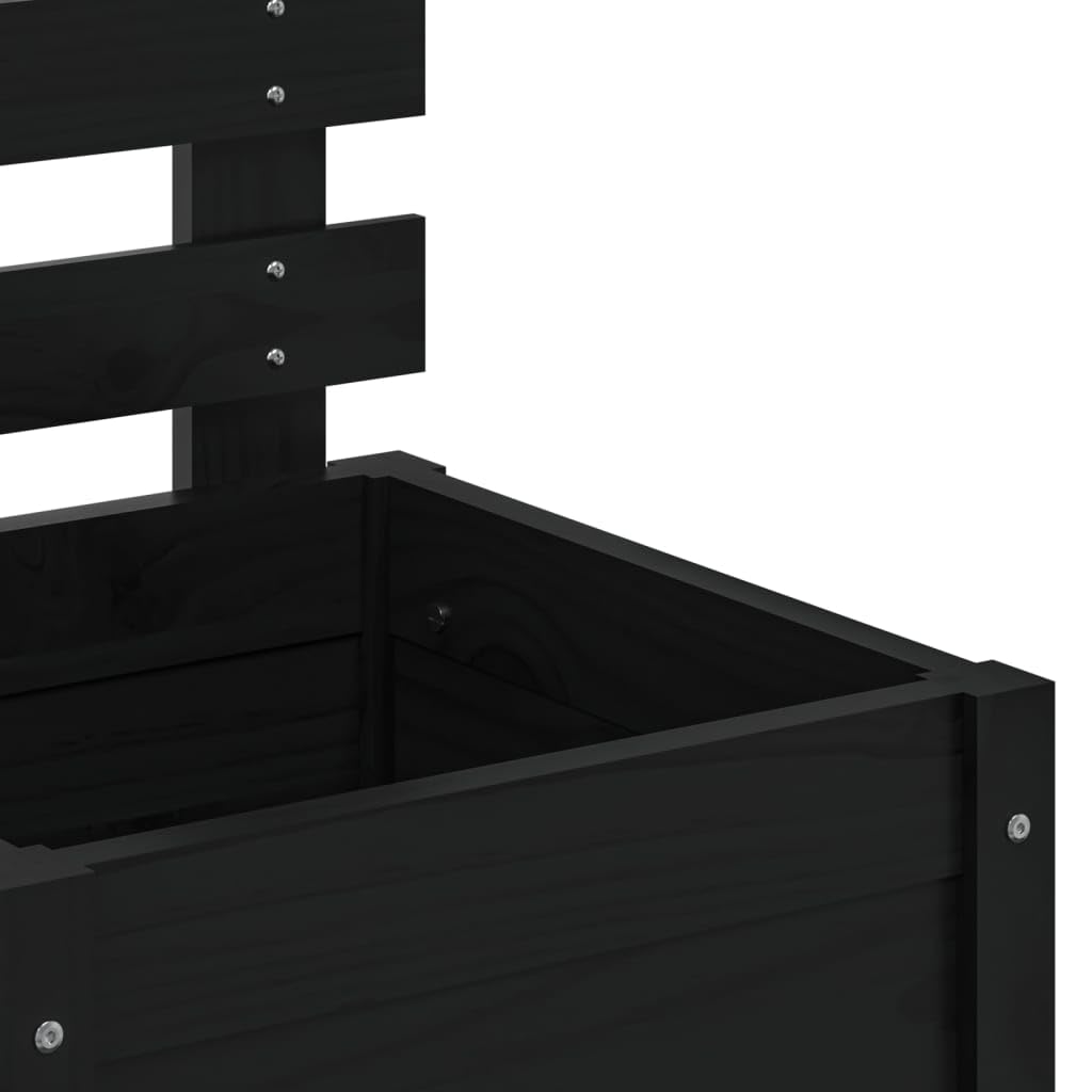 Macetero con soporte de madera maciza de pino 39 x 39,5 x 114 cm en negro, jardinera para flores y plantas trepadoras como tomates, guisantes y rosas, material natural resistente
