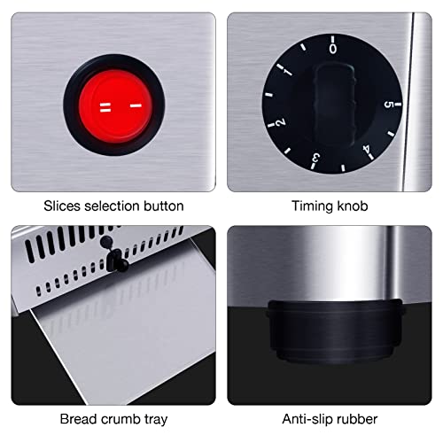 Kelelm 6 Slice Toaster Stainless Steel Electric Commercial Bread Toaster Bagel Toaster 6 Slot Wide Metal Toaster Countertop Toaster With Tongs For Restaurant House Use,110V 1680W #TOP2