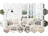 32 pcs pegatinas de pared espejo con imágenes claras,pegatina espejo pared decorativa,pegatina espejo baño,pegatinas hexagonales para pared,,espejos para la decoración de la pared de la sala de estar
