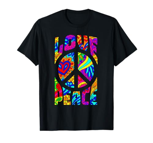 Retro Love Peace Sign Groovy 60s 70s Hippie Peace Lover T-Shirt