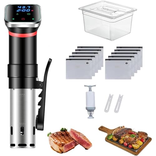 1100W Sous Vide Machine, Sous Vide Kit, Precise Temperature Control 25~95℃, Time Setting 00~99.59H, Intelligent Monitoring and Dry Boil Prevention Low Water Level Alarm System for Party, Christmas