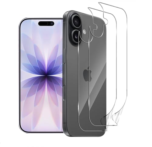 Cfyywqf 3 PCS Film protection arriere pour iPhone 17 6.3 pouces, Hydrogel Back Protection Flexible Transparent Résistant aux Rayures Anti-Rayures, Anti-Traces...