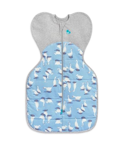 Image of Love to Dream Warm Swaddle UP 2.5 TOG Baby Sleep Sack for Autumn & Winter | Arms Up Position for Self-Soothing, Secure Fit Calms Startle Reflex | Small 8-13 lbs, Dusty Blue Silly Goose
