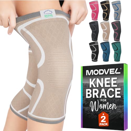 Image of Modvel 2 Pack Knee Brace for Women - Knee Support for Walking, Knee Compression Sleeves for Pain Relief, Knee Sleeves for Women, Knee Brace for Sports, Workouts & Arthritis