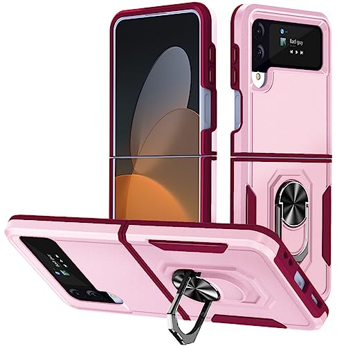 Coque pour Samsung Galaxy Z Flip 4 anneau metal anti-chute et couverture dure