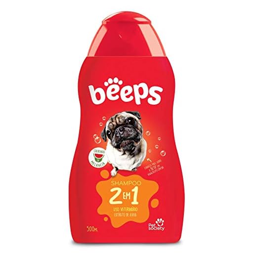 Pet Society Beeps Shampoo 2 Em 1 Pelos Curtos 500Ml Beeps Para Cães