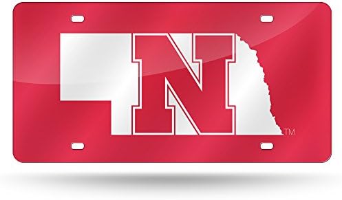 Rico Industries NCAA Nebraska Cornhuskers - Red Laser Inlaid Metal License Plate Tag