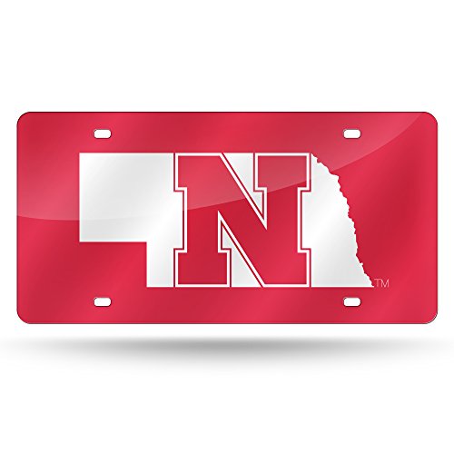 Rico Industries Ncaa Nebraska Cornhuskers - Red Laser Inlaid Metal License Plate Tag #TOP2