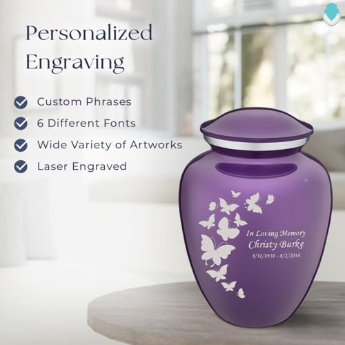 Image of Geturns - Adult Custom Butterfly Cremation Urns for Human Ashes I Purple Large Funeral Urn for Female and Male I 200 lbs