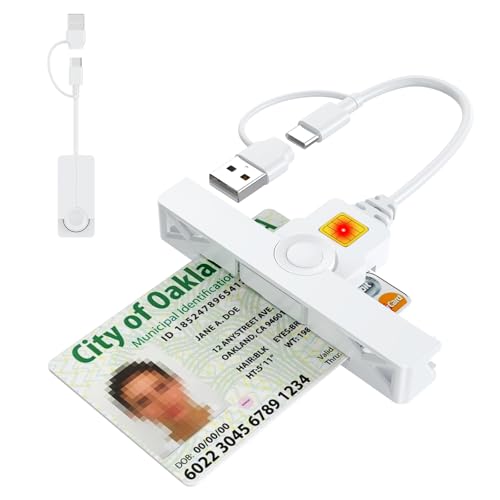 Image of CAC Reader with 2 in 1 USB /Type C Dual Connector, DOD Military USB Common Access CAC Card Reader Type C Smart Card Reader Compatible with Windows, Mac OS Mini Fold Plug and Play