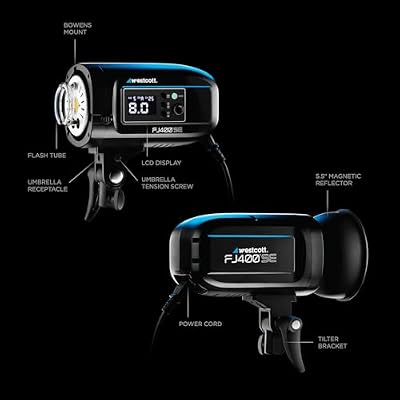 Westcott FJ400-SE 400Ws Photography Studio Strobe AC-Powered Monolight Flash with FJ Wireless Trigger Compatibility, Bowens Mount, Fast Recycle Time, 5500K Daylight Color, LED Modeling Light