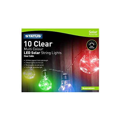 Status Queenstown Solar Light String, 10 Clear Multi Colour Outdoor...