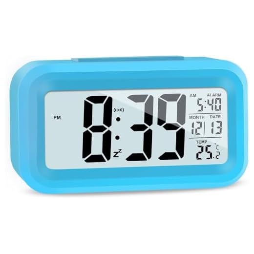 Upgraded Digital Alarm Clock, 4.3" LED Display with Temperature Larger Lound Light Control Portable Snooze Calendar Brightness for Everyone (Blue)