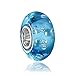Produktbild MATERIA Muranoglas Beads blau Luftblässchen Charms Element - 925 Silber Murano Beads Glas hellblau + Satinbeutel #1284
