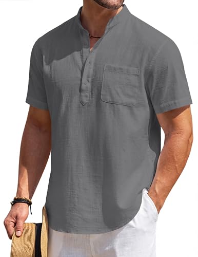 Chemise Henley lin homme pour les vacances d'été décontractées