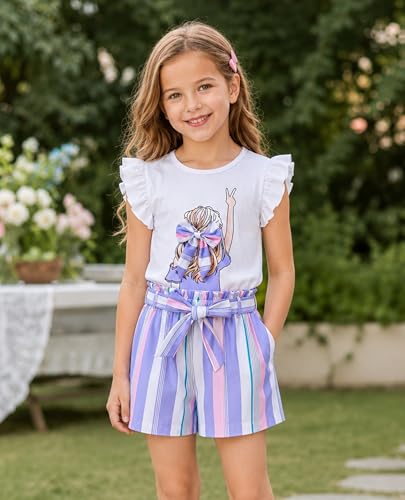 Image of Girls Summer Outfits Cute Sleeveless Top High Waisted Short Sets with Pockets Teen Girl Clothes Size 6-14 T