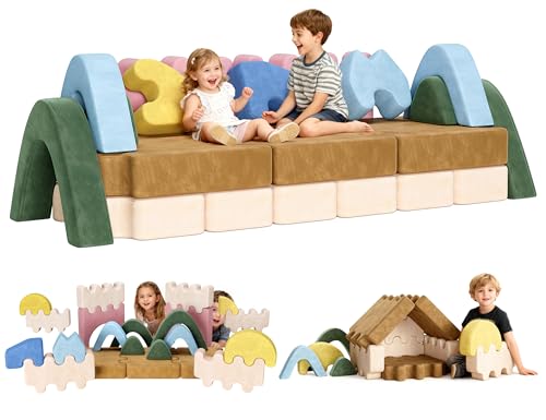 CoziBB 22Pcs Modular Kids Play Couch, Toddler Couch with Convertible