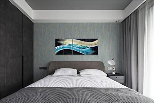 Rfdepot Arts Metal Art Wall Decor Handcrafted Abstract Aluminum Artwork Modern 3D Pictures In Black Yellow And Blue Color Contemporary Home Accent For Living Room Bedroom Dinning #TOP4