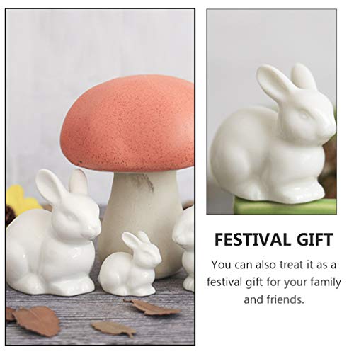 Easter Bunny Bunny Statue Ceramics Bunny Figurine Easter White Bunny Figurines Rabbits Ornaments For Living Room Desk Easter Garden Micro Landscape Decor Ceramic Bunny Figurine #TOP5