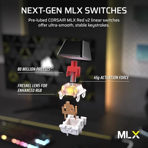 K70 CORE TKL RGB Tastiera meccanica da gioco Tenkeyless – Commutatori lineari MLX Red v2 – SOCD – Silenziazione a doppio strato – Keycaps ABS – QWERTZ DE – Nero - Tastiera gaming - Immagine 4