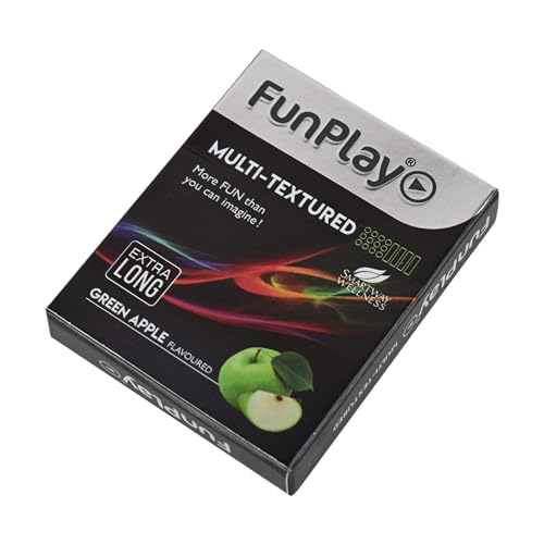 Image of FunPlay Green Apple Flavoured Multi-Textured Condoms - 3 Pcs | Dotted & Ribbed for Extra Stimulation | Long-Lasting Smooth Lubricated Premium Latex Condoms for Men