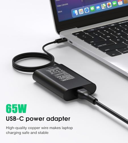 Image of 65W USB C Laptop Charger Compatible with Replacement Dell Laptop Charger and More Chromebook Type C Power Cord