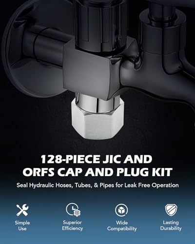 ZELCAN JIC and ORFS Industrial Hydraulic Cap and Plug Hose Tube and Pipe Fitting Kit Cap and Plug Kit with Galvanized 45# Steel and Precision Threading in ORFS and 37° Dash Sizes 4 6 8 10 12 16
