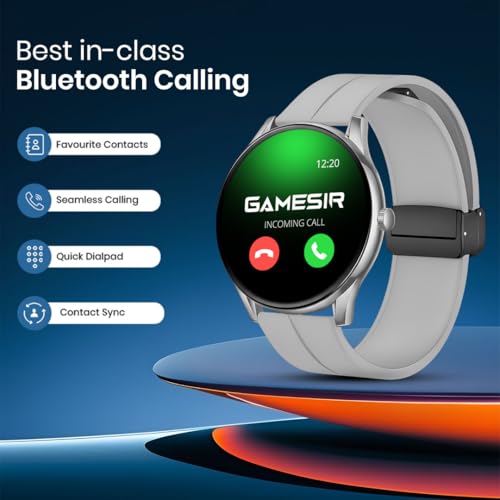 Image of GameSir Glavito Round Dial Smartwatch with 1.49 inch AMOLED Display, 100+ Sports Modes, IP67, Bluetooth Calling, Functional Crown Control, Health Tracking, 100+ Watch Faces, Men & Women (Magnetic Grey)