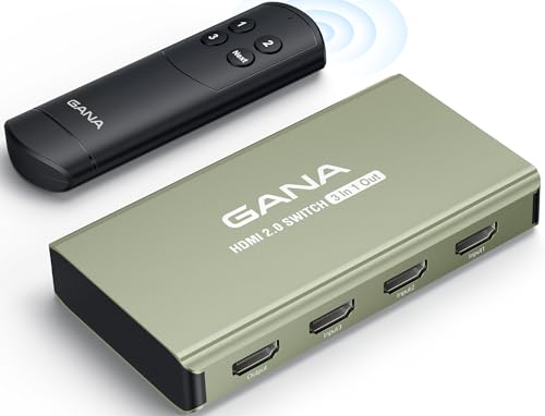 HDMI切替器 3入力1出力 4K@60Hz GANA HDMIセレクター リモコン付き アルミニウム合金製 3D HDCP2.2 HDR対応 Xbox PS5/4/3 Fire Stick Roku Blu-Rayプレーヤー テレビ プロジェクター等に適