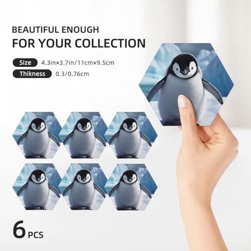 Cadeau de naissance lot de 6 dessous de verre pingouin mignon avec support