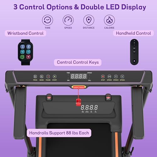 Image of Foldable Walking Pad Treadmill for Home with Handle bar and Removable Desk, 4.0HP Under Desk Treadmill with Incline, 330 lb Compact Treadmill for Small Spaces with Wristband Remote Control