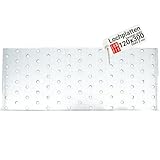 MATERIAL DE CALIDAD: Fabricada en chapa acero galvanizada con superficie estable para montajes precisos. La estructura perforada asegura compatibilidad con pletina, chapa perforada acero y otros elementos de ferreteria. Resiste humedad y corrosión, ofreciendo una solución duradera para uniones que necesitan rendimiento constante en madera o metal sin deformaciones.