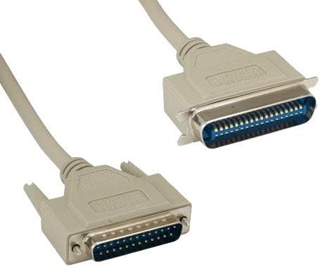 Kentek 25 Feet FT IEEE-1284 DB25 to CN36 Parallel Serial Printer Data Cable Cord 28 AWG Bi-Directional 25 to 36 Pin Molded Male to Male M/M Centronics 18PR Port for LPT Legacy PC Mac Linux