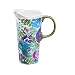 Cypress Home Watercolor Floral Ceramic Travel Coffee Mug, 17 ounces