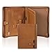 HLO-T-WLD Premium Genuine Leather Vintage Portfolio Holder, Business Zippered Padfolio for A4 Notebook, Tablet Compatible with iPad 12.9