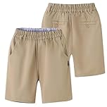 Boys Black Pants for Boys Comfortable Casual Elastic Waistband Formal School Pants Suitable for Kids Teenagers Lightweight Breathable Mens Jersey, khaki, 17-18 Jahre