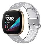 XMUXI Compatível com Fitbit Versa 3 Correias Fitbit Sense Bands Mulheres Homens Respirável Substituição Macia Sport Silicone Banda Acessórios Correia com furos de ar (não inclui relógio) (#2,Pequeno)
