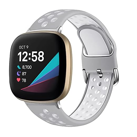 XMUXI Compatível com Fitbit Versa 3 Correias Fitbit Sense Bands Mulheres Homens Respirável Substituição Macia Sport Silicone Banda Acessórios Correia com furos de ar (não inclui relógio) (#2,Pequeno)