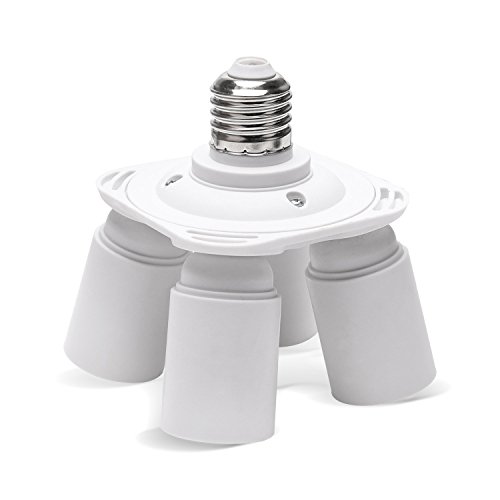JACKYLED LED Lighting Lot de Adaptateur Ampoule E26/E27 vers 4 E26/E27 Douille de Lampe, Ampoules LED Convertisseur de Douille pour Lampes à LED Halogène Economie d'énergie Cover
