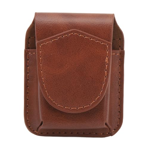 Bolsa de isqueiro de couro PU, estojo de isqueiro com fivela magnética com passador de cinto, interior de veludo macio para proteção do isqueiro e viagens ao ar livre (marrom)