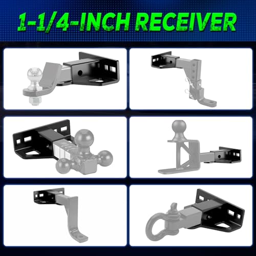 1-1/4" Bolt-On Receiver Tube, Universal Trailer Hitch Adapter with Carbon Steel, Pintle Hitch Receiver for Zero Turn Mower Golf Cart Tractors, Towing Hitch Extender Supports up to 7,000 pounds - Thumbnail 4