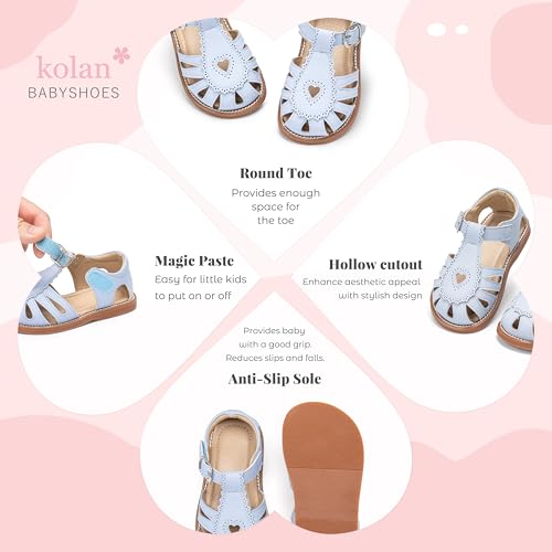 Image of Kolan Toddler Girl Sandals Open Toe Flat Princess Dress Shoes Little Kids