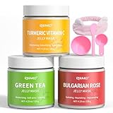 Jelly Mask For Facial Skincare Gift Kits, Peel-Off Hydrating Icy Jelly Mask, Hydrogel Jelly Face Mask Set,Turmeric Vitamin C, Rose & Green Tea,Diy Home Spa Kit - Gift for Him & Her