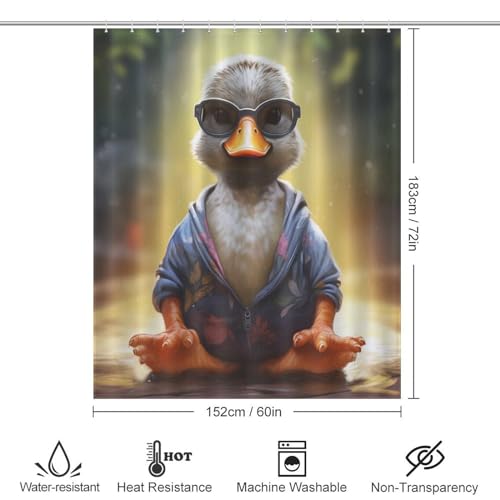 Rideau de douche canard en tissu polyester imperméable lavable pour baignoire 152x183cm - 4