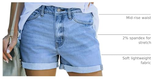 Image of onlypuff Womens Jean Short Cut Off Denim Shorts High Waist Ripped Distressed Stretchy