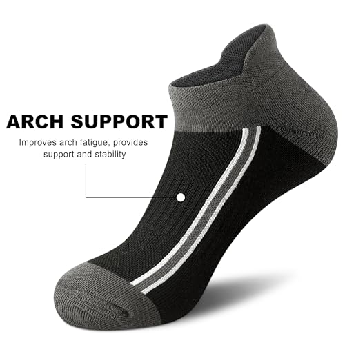 Gonii Men's Running Athletic Ankle Socks - Thick Cushioned Low Cut Socks (5 Pairs)4