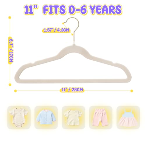 Flottian 50 Pack Baby Velvet Hangers Kids 11",Baby Hangers with Gold Hook by Flottian - Used condition - Image 2