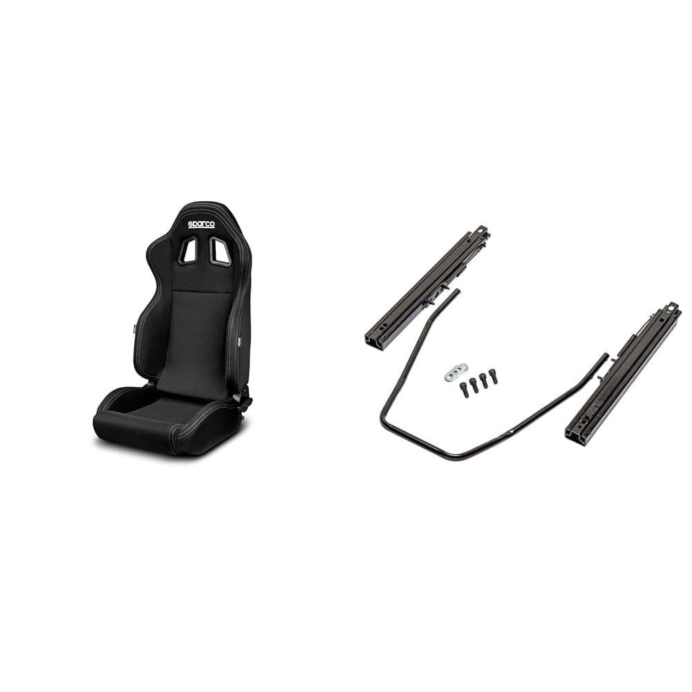 Sparco Sportsitz R100 MY22 - Schwarz - Verstellbar & 49302 Sportsitze Schlitten - Universal - In China hergestellt